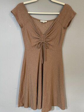 Rolla Coster Mini Skater Dress - Small (S) - camel brown